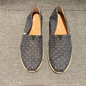 Toms Women’s Dark Blue Polka Dot Slip-Ons